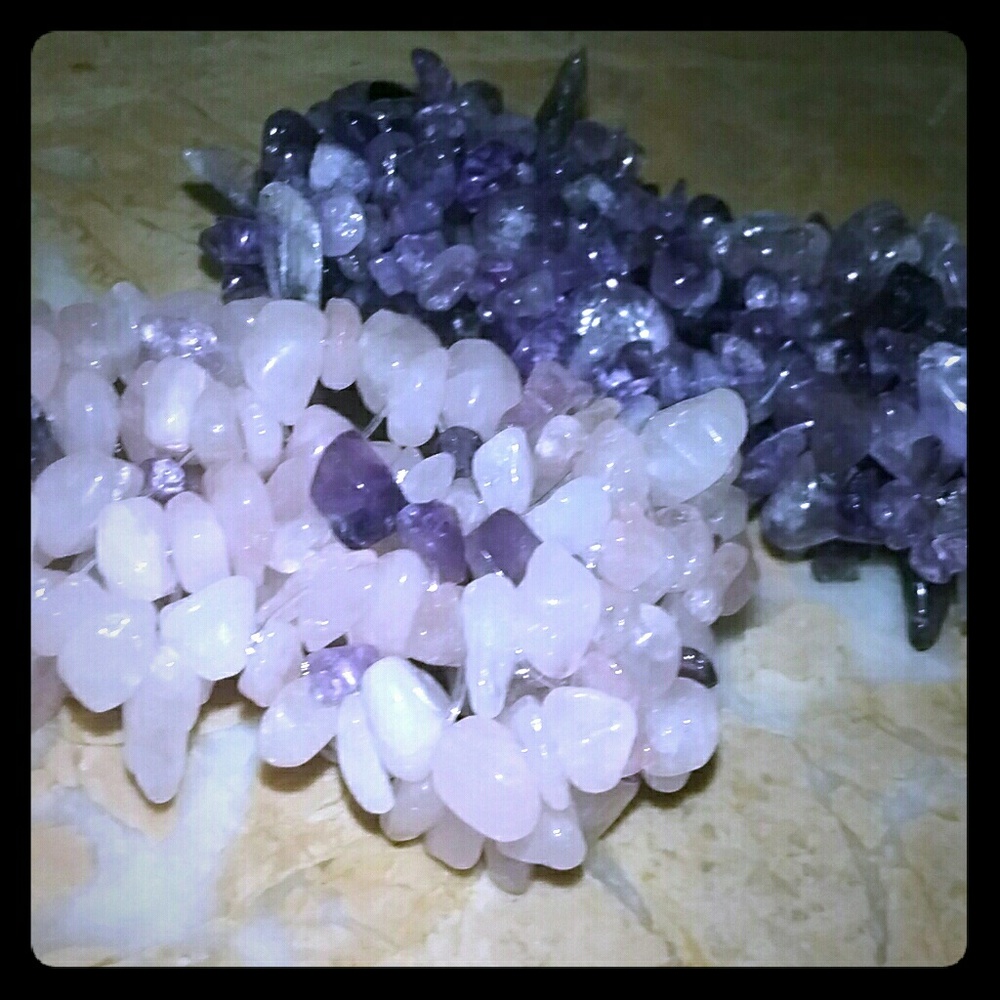 ⚪💜⚪Amethyst-Rose Quartz Gemstone Bracelet